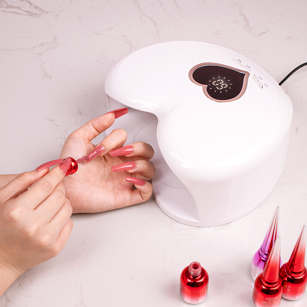 Nail Dryers High Power 96W RED Light LED Nail Lamp Heart Shape Gel UV Lamp Manicure Nail Polish Dryer Machine for Fast Drying All Gel Polish 230824