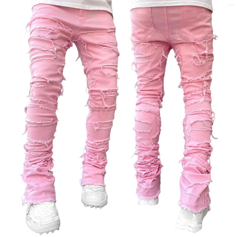 Men's Jeans Men 's Ripped Stacked Distressed Destroyed Skinny Demin Pants Slim Fit Trousers Aesthetic Fairy Shorts Streetwear