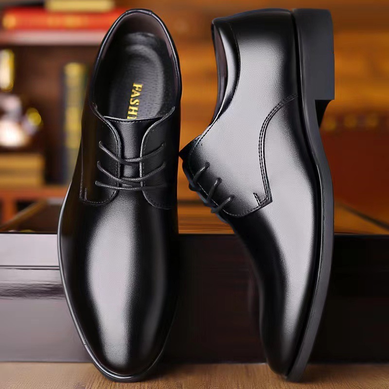 Dress Shoes Wnfsy Men's Breathable Leather Shoes Black Soft Leather Soft Bottom Man Men's Business Formal Wear Large Size Casual Shoes 23082