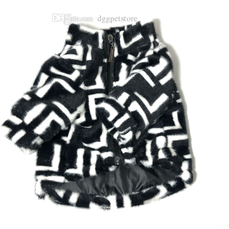 Designer Dog Clothes Winter Dog Apparel with Classic Letter Pattern Warm Luxurious Dog Fur Coats Puppy Turtleneck Jacket Pet Cold Weather Vest for Small Dogs XXL A813