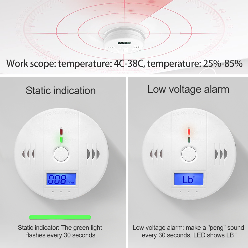 Other Home Garden 1 6 LCD CO Sensor Work Alone Built In 85dB Siren Sound Independent Carbon Monoxide Poisoning Warning Alarm Detector Kitchen 230824