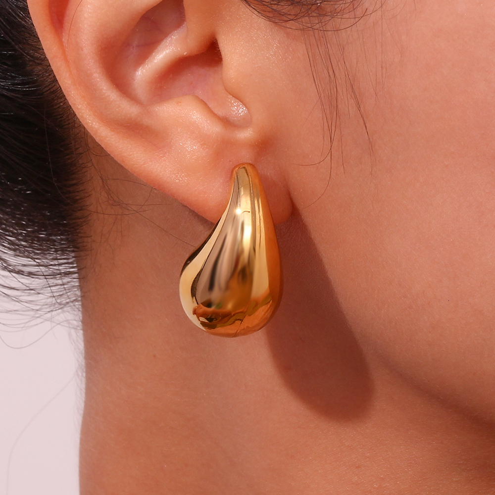 Charm Desinger Bold Stereoscopic Pear Drop Shape Stud Earrings For Woman Hollow Stainless Steel Gold Plated Silver Color Earring 230823