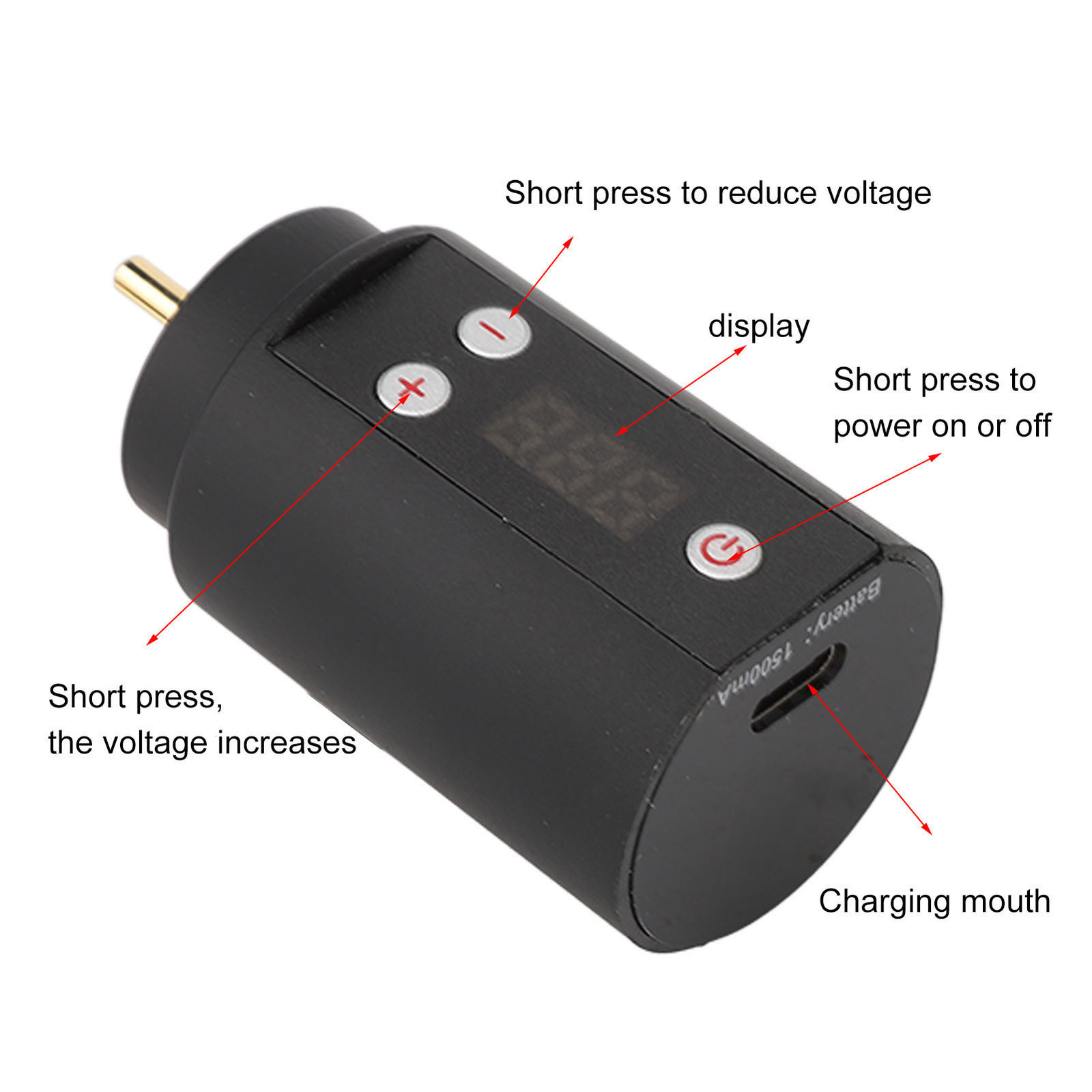 Other Tattoo Supplies Aluminum Alloy Pen Machine with 1500mAh Wireless Power Supply for Artist 230823