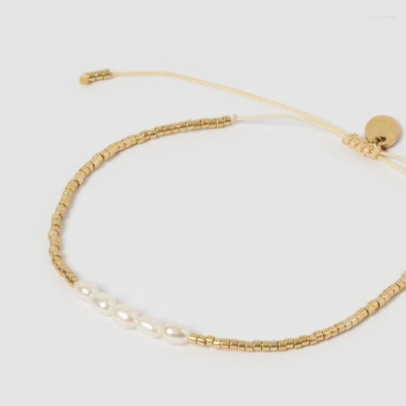 Charm Bracelets Gold Color Miyuki Seed Beads String Dainty Bracelet Natural Pearl Fashion Simple Jewelry For Women Gift Thin Pulseras
