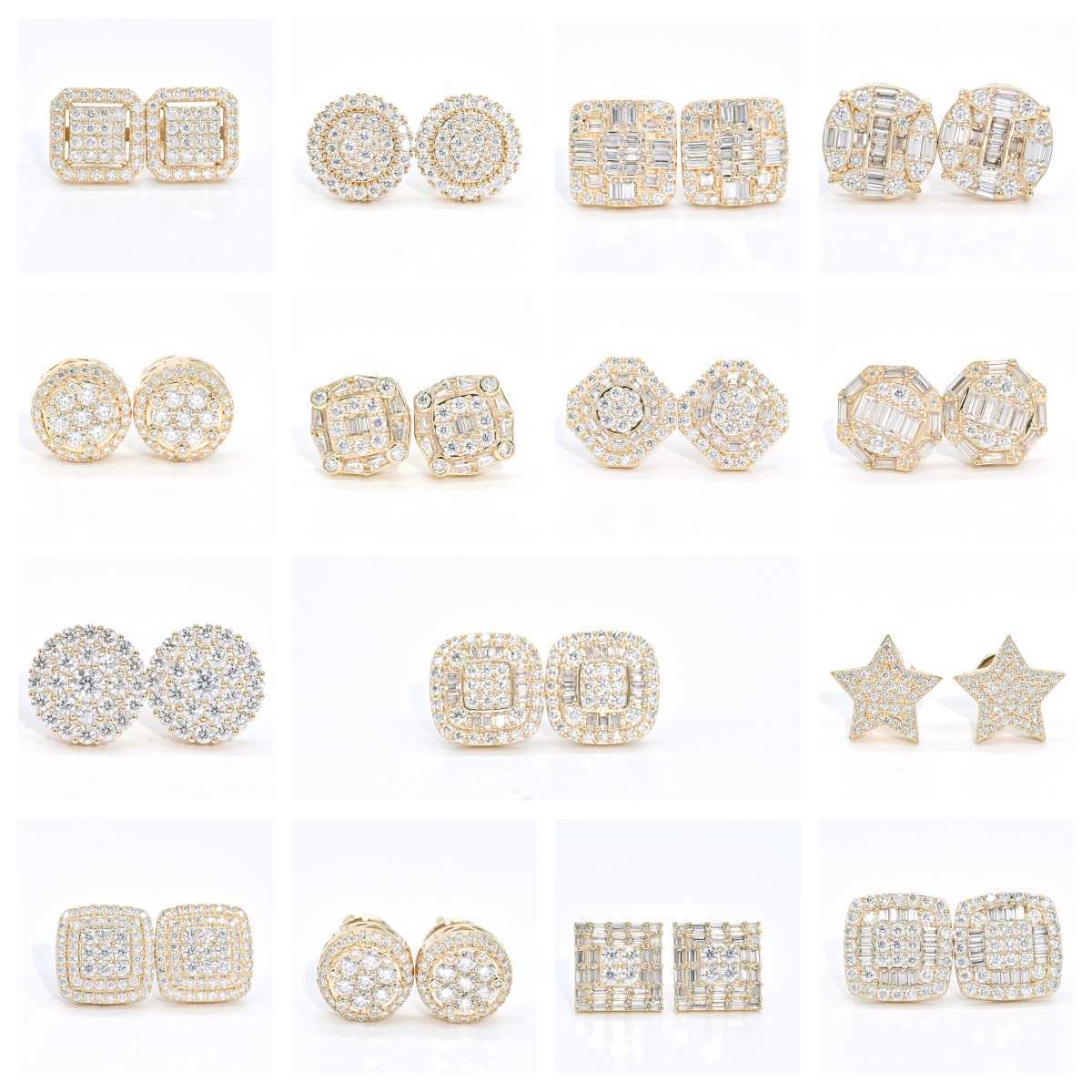 Wholesale Vvs Dia Earring Factory Price 10k 14k Solid Gold Round Brilliant Cut Moissanite Hoop Stud Earrings Men Women QQ