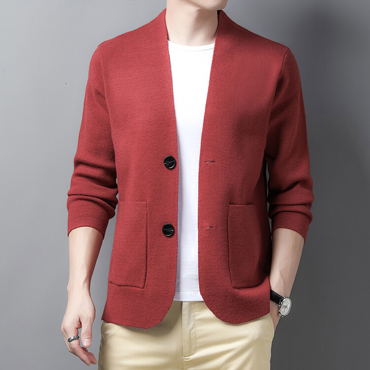 Men's Sweaters Men Knitted Blazer Coat Man Long Sleeve Cardigan 230823