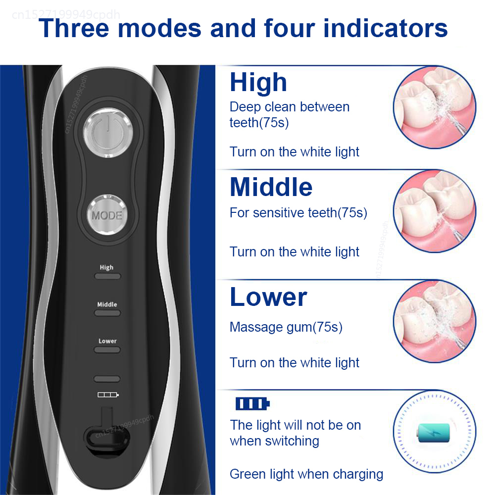 Other Oral Hygiene Irrigator Water Flosser For Dental Teeth Cleaning Jets 300ml 3 Speed Floss BPF 01 Portable IPX7 Waterproof 230824