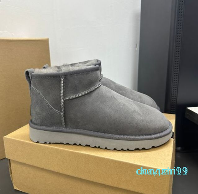 Womens Slippers Fur Slides Classic Mini Platform Snow Boot Wool Comfort Winter Designer Size