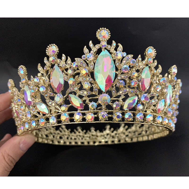 Wedding Hair Jewelry Crystal Tiaras Baroque Marquise Rose Gold AB Queen Whole Round Crowns Diadem Prom Accessories Gift 230824