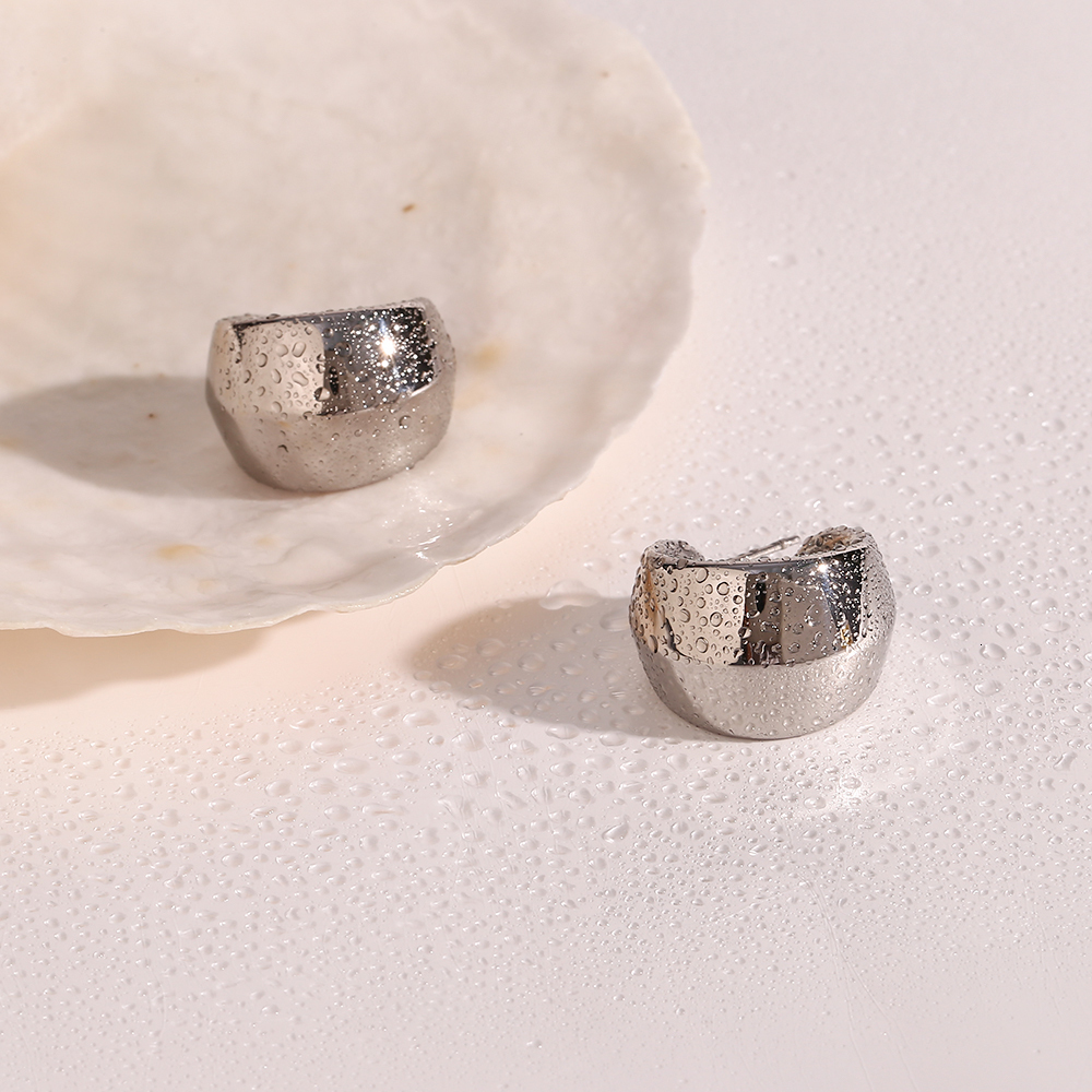Stud Hollow Light Gold Plated Chunky Hopp Earrings For Woman Minimalist 23mm Stainless Steel Jewelry Party 230823