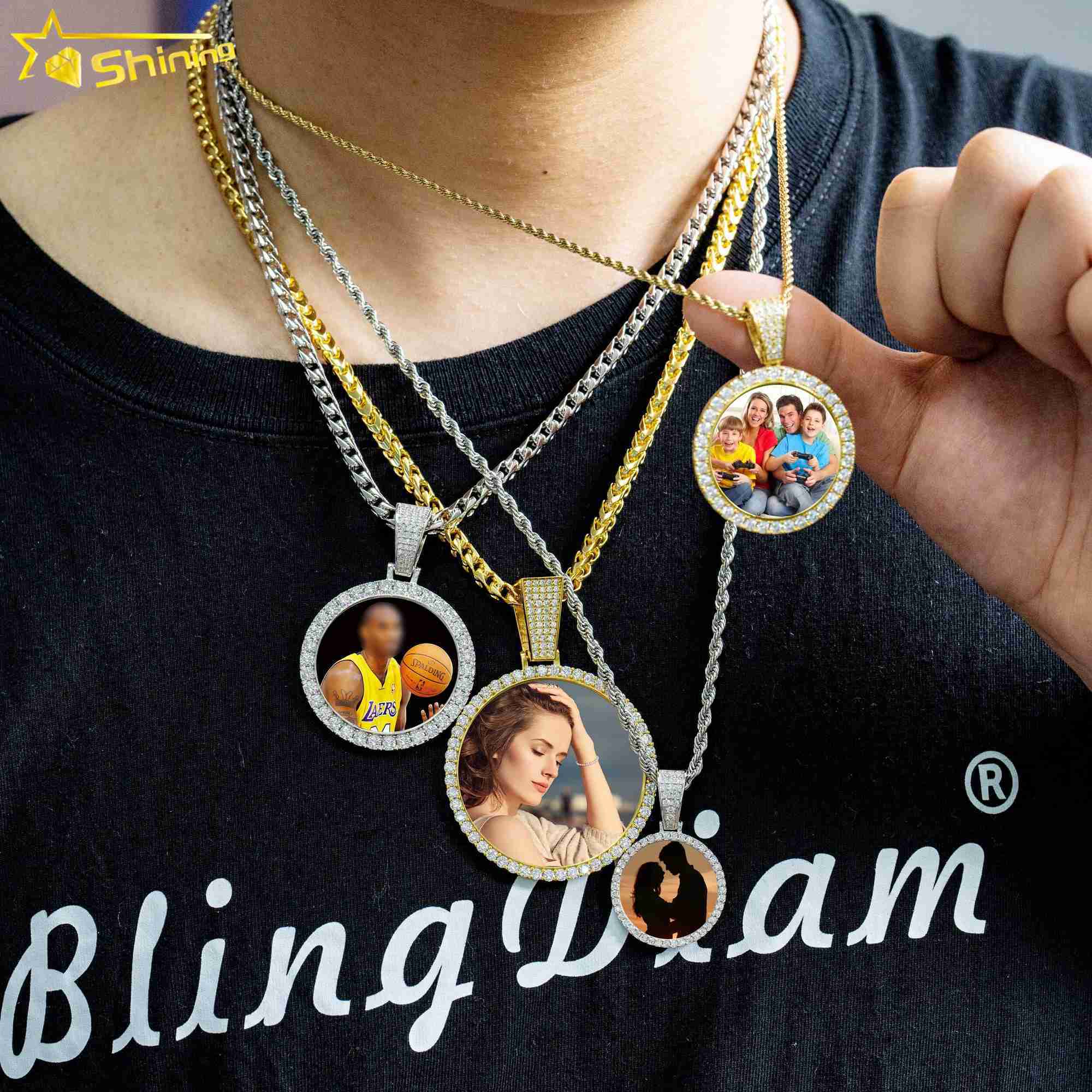 Ready to ship stock custom sterg sier vvs moissanite dia hip hop memory photo picture pendant