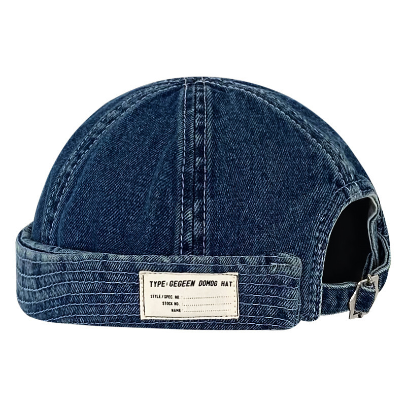 BeanieSkull Caps VACIGODEN Denim Dome Melon Brimless Beanie Cap Skull Sailor Cotton Mechanic Trendy Color Elastic Panels Docker Hat 230823