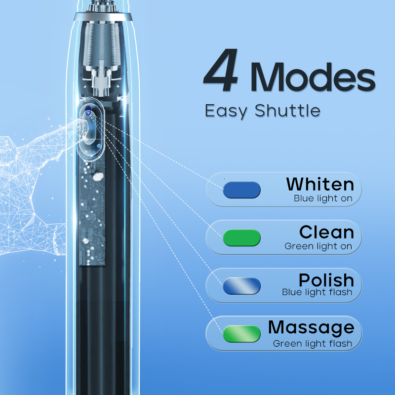 Toothbrush SEAGO Sonic Electric Toothbrush Rechargeable 4 Modes with 3 Replaceable Brush Heads 2 Min Smart Timer Portable for Travel Gift 230824