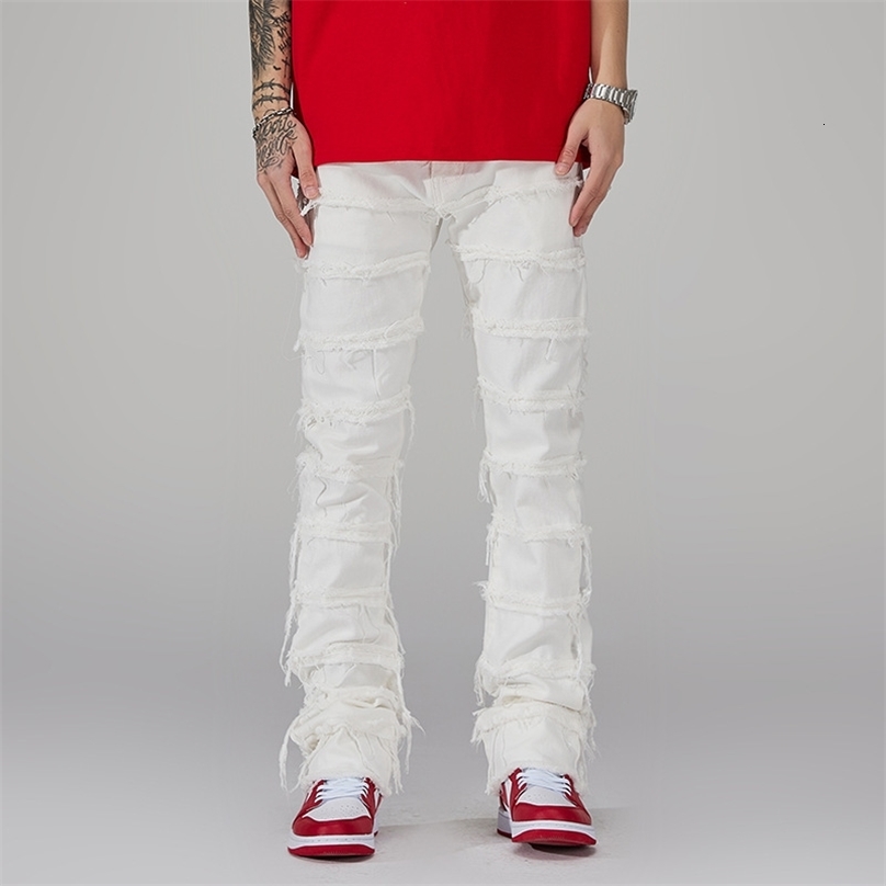 Men's Jeans Punk Stacked White Straight Y2K Grunge Jeans Pants Men Fashion Hip Hop Kpop Women Cotton Old Long Trousers Ropa Hombre 230823