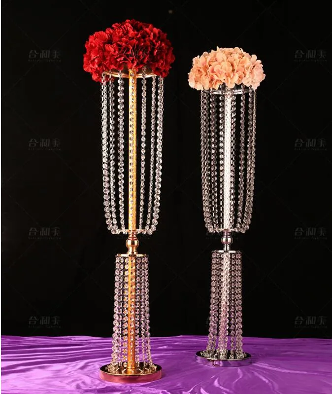 Crystal Beaded Chandelier Centerpiece Riser Top Candle Floral Plate Wedding Decoration T table Decoration Centerpieces for 11 Event ZZ
