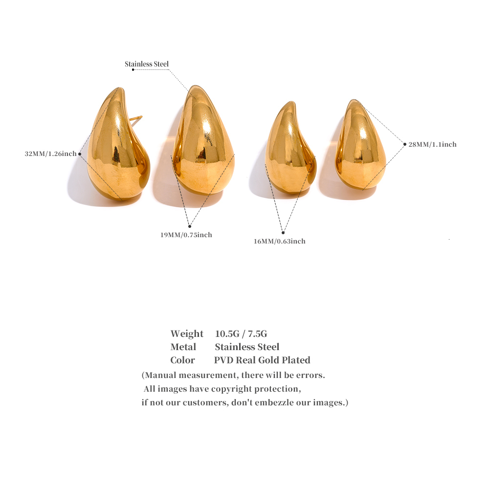 Charm Yhpup Stainless Steel Water Drop Fashion Hollow Stud Earrings Personalized Gold Color Texture Waterproof Jewelry 230823