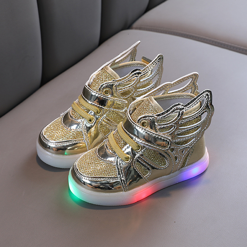 Sneakers Wings Children Shoes Fashion Spring Autumn Glow Flashing LED Shoe Kids Korean Style Baby Boys Girls Sports 230823