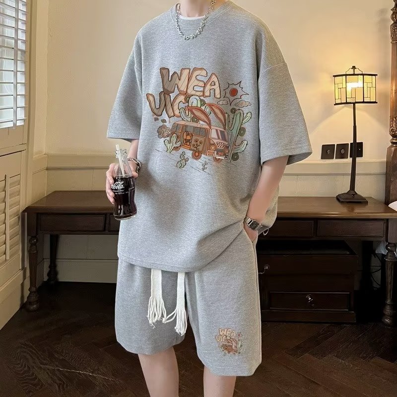 Men's Tracksuits Oversized Outfit Tshirt Summer Short Sleeve Two Piece Set Breathable Casual Dress Pants Harajuku Streetwear Gym Clothing 230823