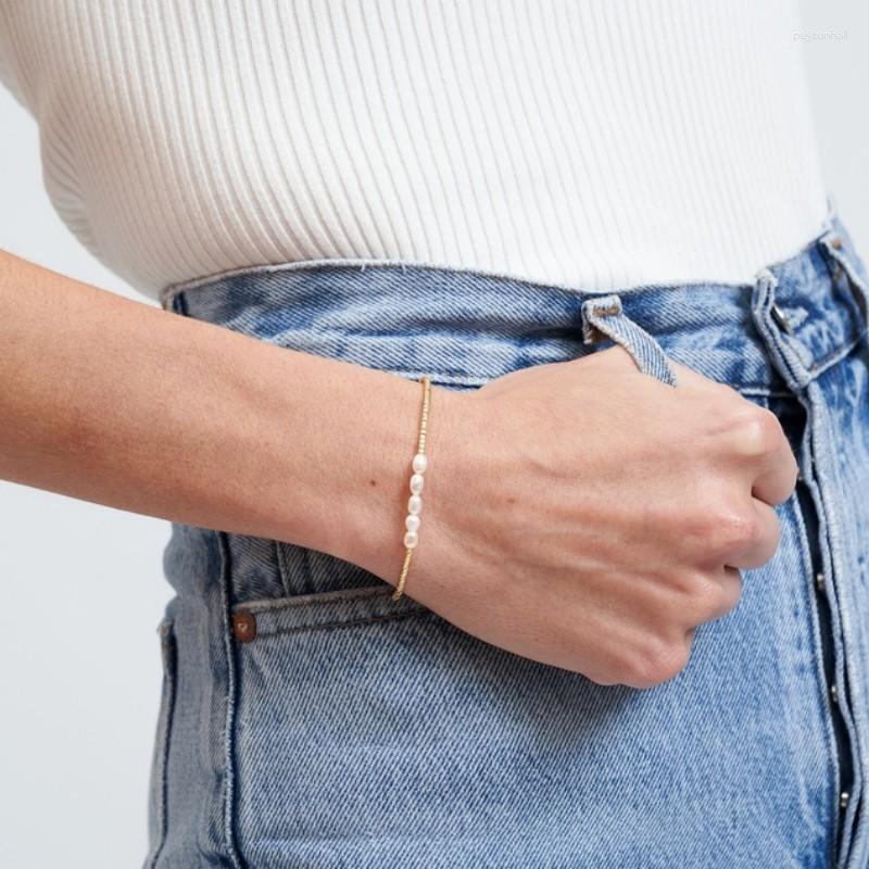 Charm Bracelets Gold Color Miyuki Seed Beads String Dainty Bracelet Natural Pearl Fashion Simple Jewelry For Women Gift Thin Pulseras