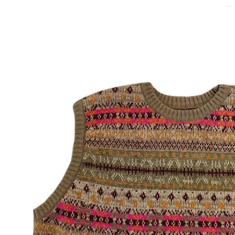 Men's Vests Kapital Vintage Non Hirata Hiroshi Japan Bone Skeleton Printed Ethnic Flower Stripe Knitted Sweater Vest Loose Wool Blended