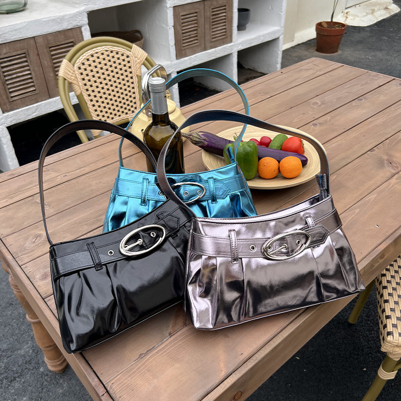 Evening Bags Silver Y2K Vintage Handbag For Women Casual Clutch Tote Bag Ladies Korean Sling Shoulder Bags Leather Zip Purses Underarm Bags 230824