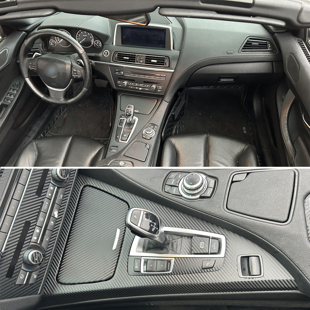 For BMW 6 Series F12 F13 coupe Interior Central Control Panel Door Handle 5D Carbon Fiber Stickers Decals Car styling Accessorie