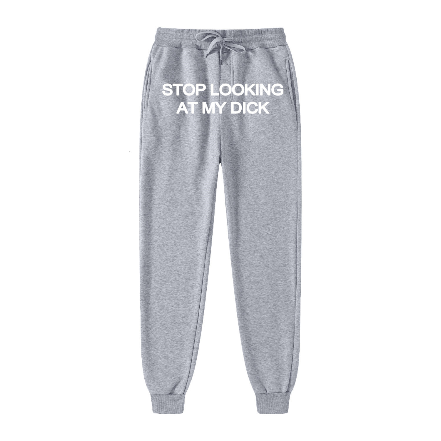 Men's Pants Sweat pants men women runners stop looking at my dick sweatpants hip hop print high waist streetwear hippie 230824