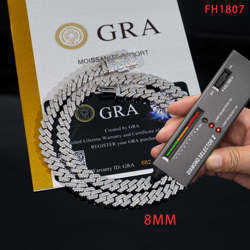 necklace moissanite Wholesale price vvs 2 rows miami gold chain sterg sier dia cuban