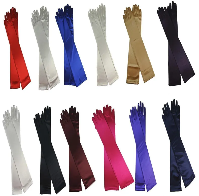 Bridal Gloves Black Satin Gloves Evening Wedding Formal Gloves ZZ