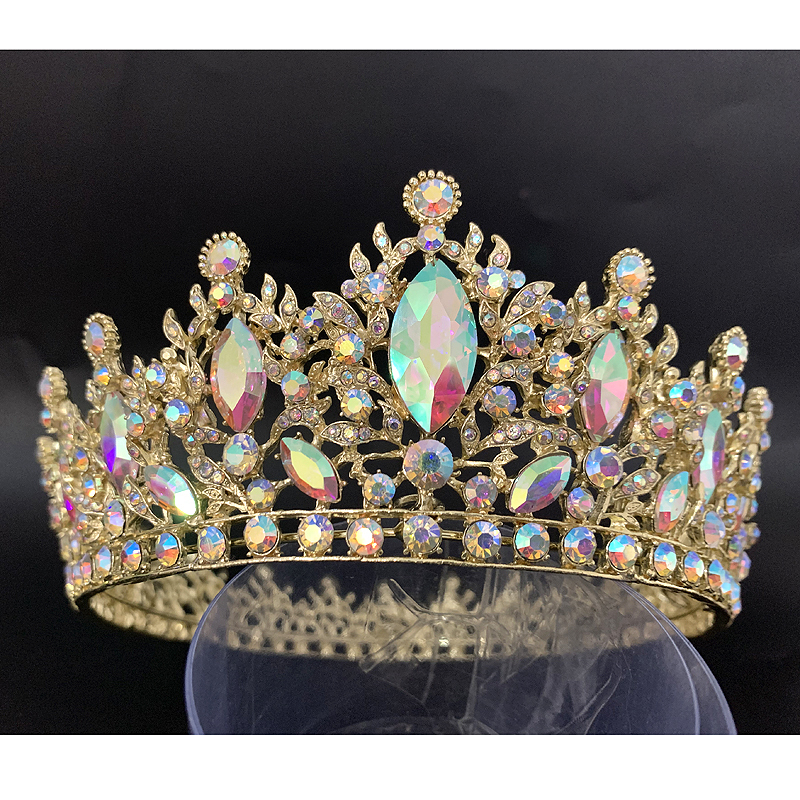 Wedding Hair Jewelry Crystal Tiaras Baroque Marquise Rose Gold AB Queen Whole Round Crowns Diadem Prom Accessories Gift 230824