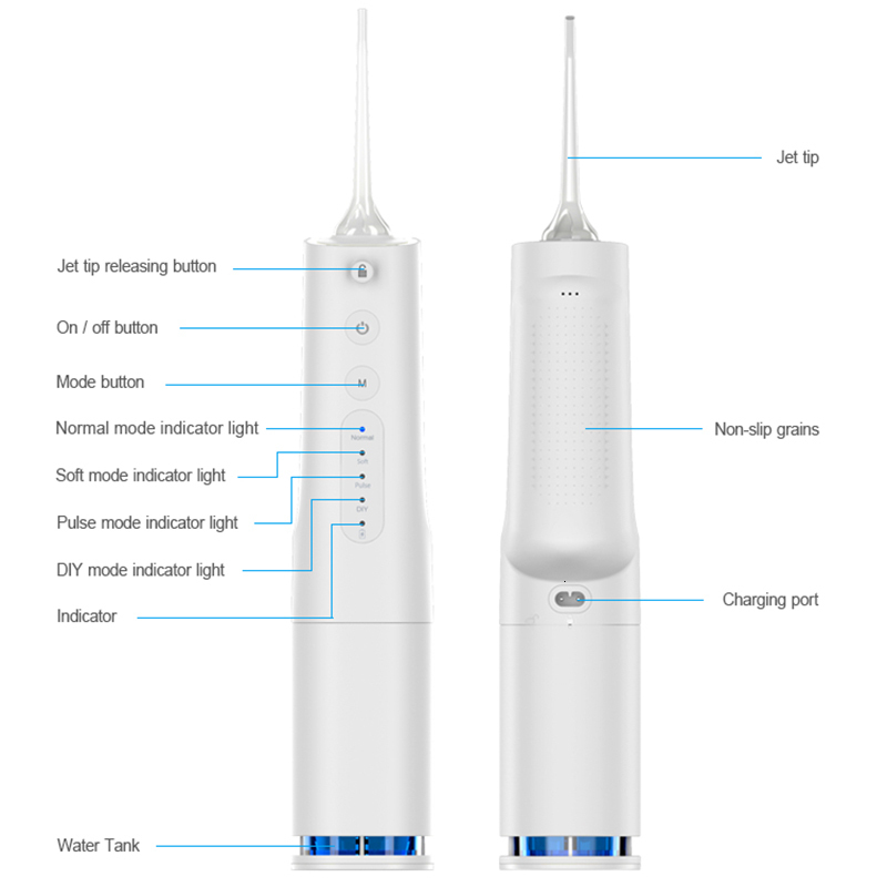 Other Oral Hygiene Portable Irrigator 360ml Large Capacity Water Dental Flosser IPX7 Waterproof Teeth Cleaning USB Rechargeable With 2 Jets 230824