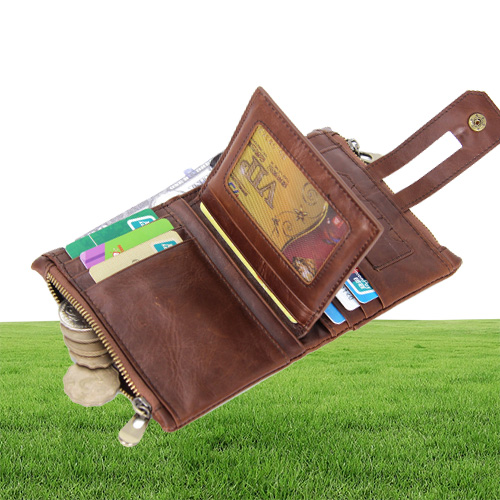 Men039s Wallet RFID Blocking Vintage Genuine Leather Wallet With Zipper Pocket for Men