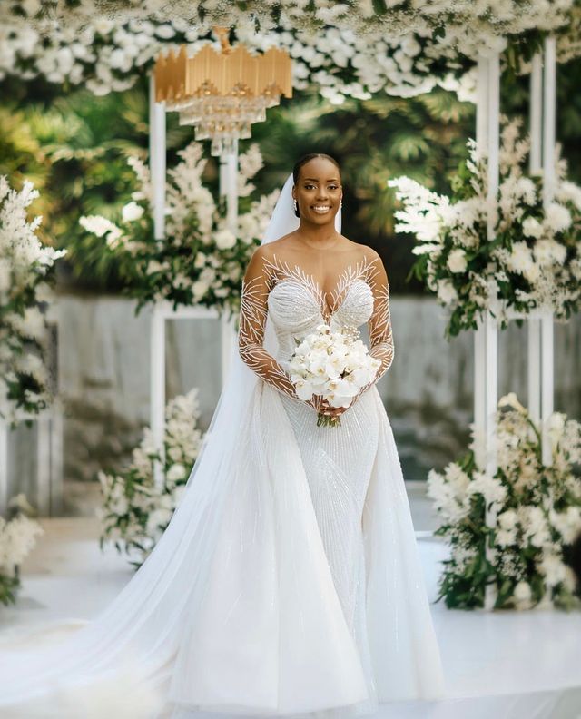 2023 Arabic Aso Ebi White Mermaid Wedding Dress Beaded Sequined Lace Sexy Stunning Bridal Gowns Dresses ZJ505