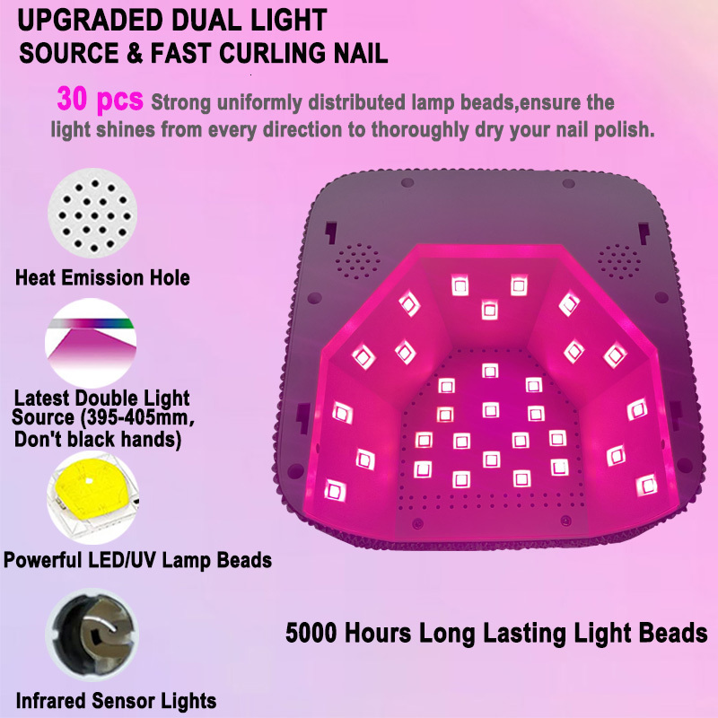 Nail Dryers Built-in Battery Rechargeable Nail UV Lamp with s 54W LED Display 9600mAh Cordless Nail Dryer with 3 Timer Setting 230824