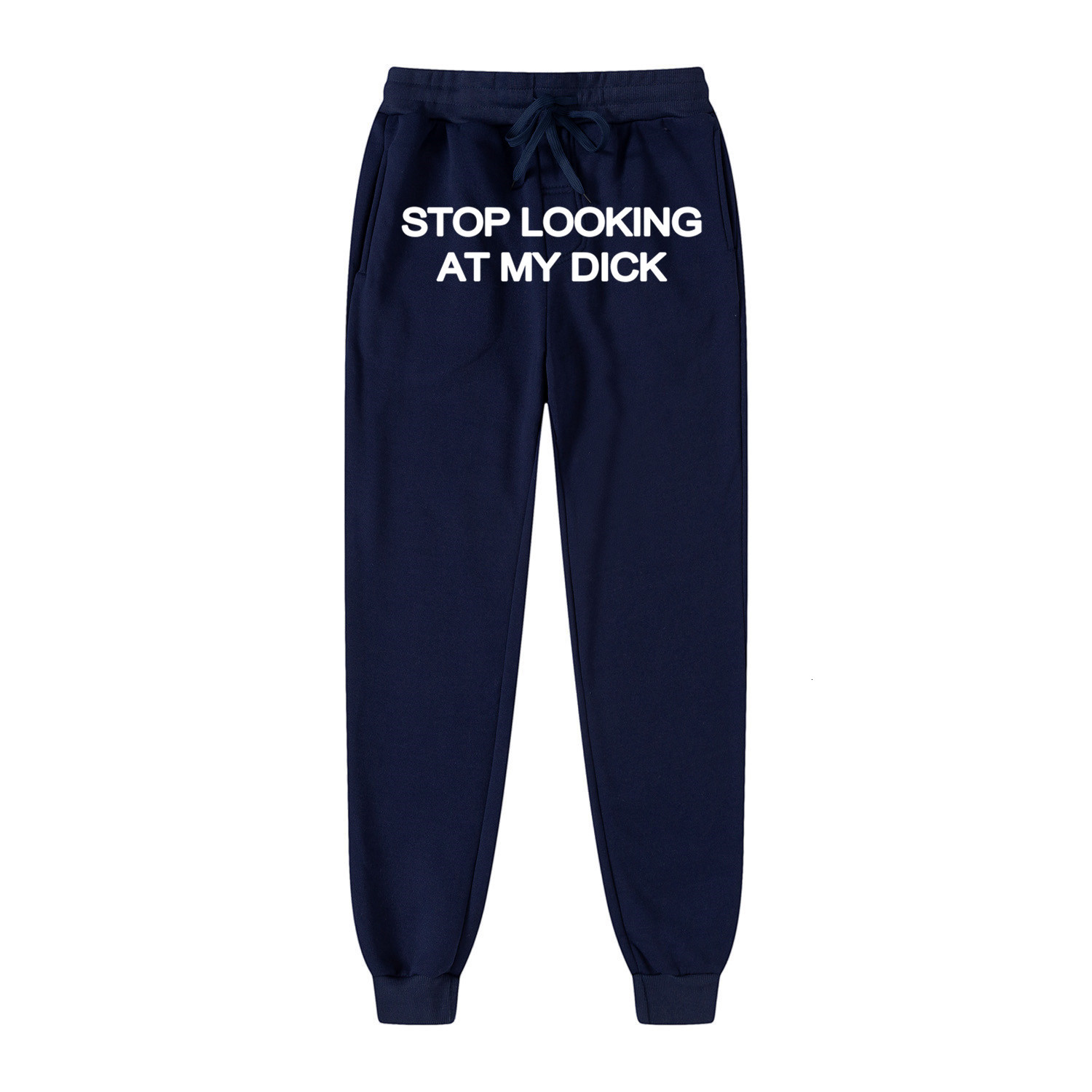 Men's Pants Sweat pants men women runners stop looking at my dick sweatpants hip hop print high waist streetwear hippie 230824