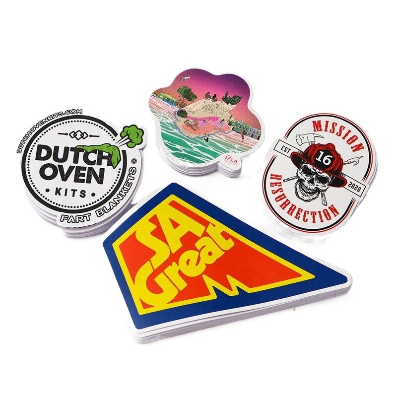 Custom UV Resist Printing Logo Label Die Cutting PVC Sticker Self adhesive Waterproof Vinyl Die Cut Stickers For Advertising Promotion