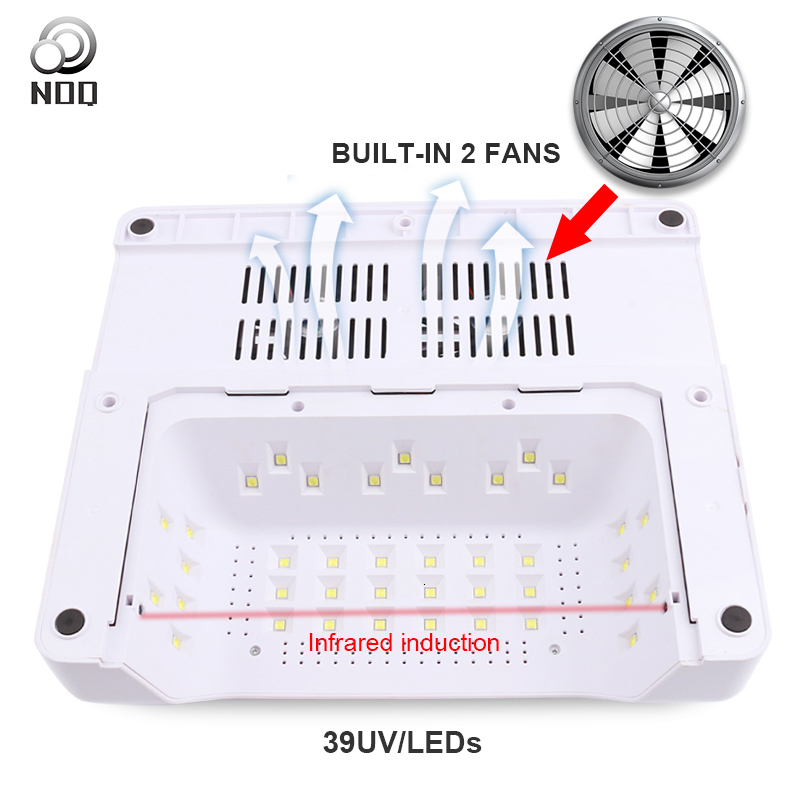 Nail Dryers NOQ 5 In 1 UV LED Lamp For Nails 39leds Nail Dryer Fan Lamps For Manicure With Vacuum Cleaner 2 Fans Dust Collector Machine 230824