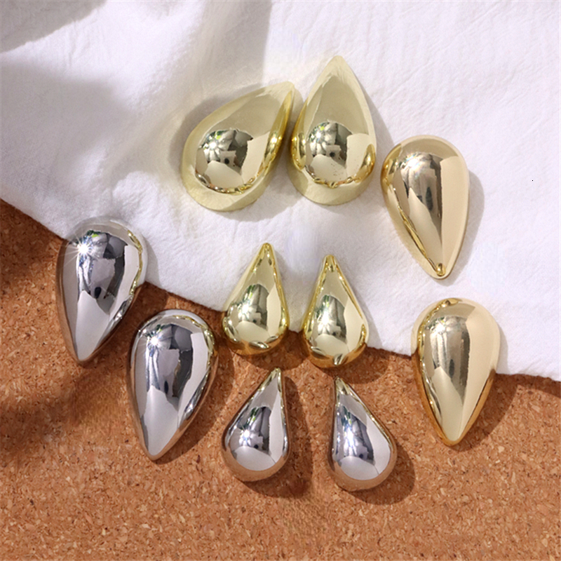 Stud Fashion Jewelry Large Water Drop Earrings For Women Girls Smooth Shiny Metal Party Wedding Gifts 230823