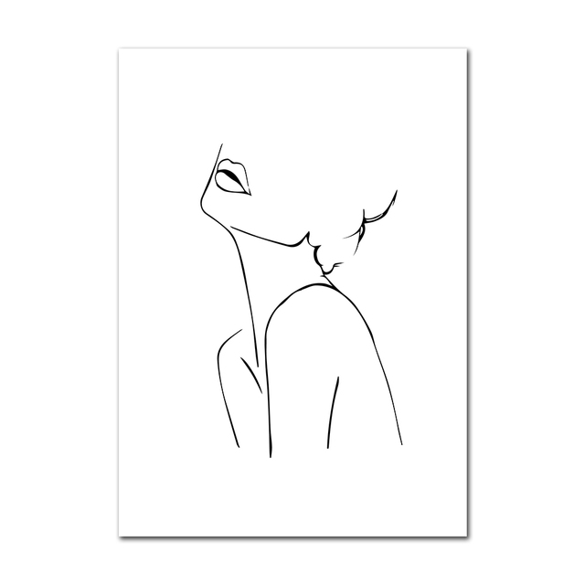 Abstract Line Woman Posters Wall Art Minimalist Line Draw Canvas Painting Nordic Wall Pictures For Living Room Female Bedroom Decor No Frame Wo6