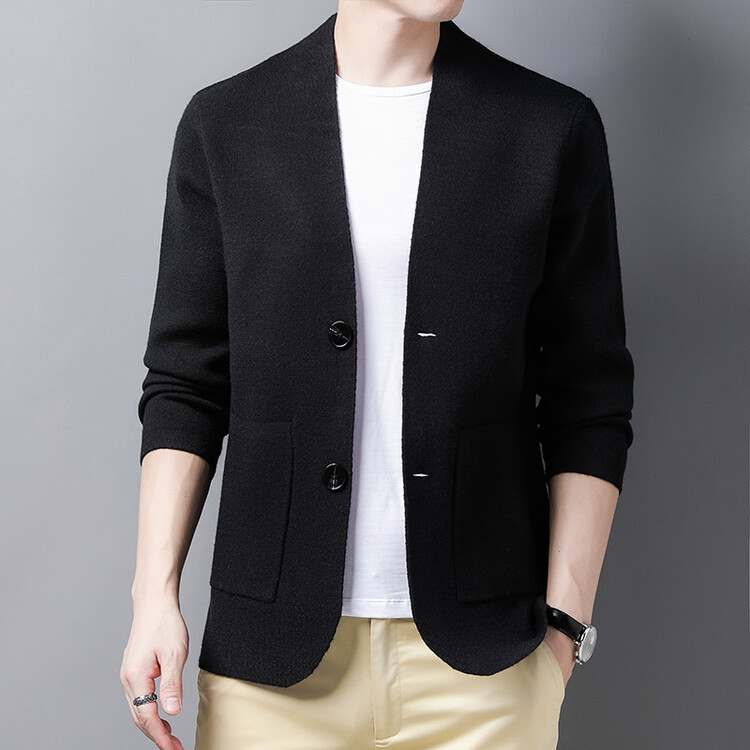 Men's Sweaters Men Knitted Blazer Coat Man Long Sleeve Cardigan 230823