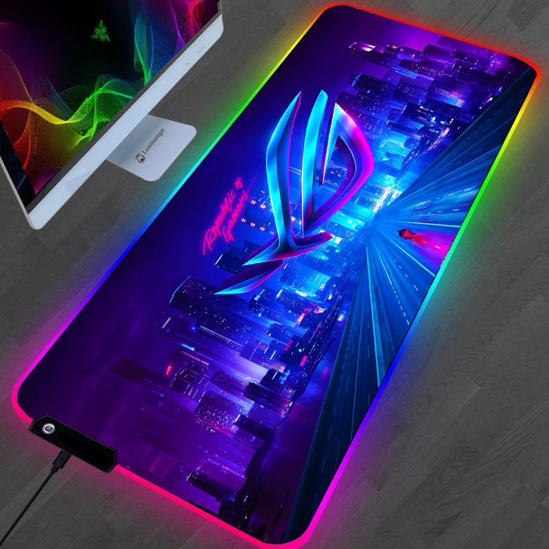 Mouse Pads Wrist Rests RGB ASUS ROG Pad Gaming Accessories Computer Mousepad Keyboard Backlit LED Gabinete Gamer Carpet Tapis De Souris Desk Mat 23082