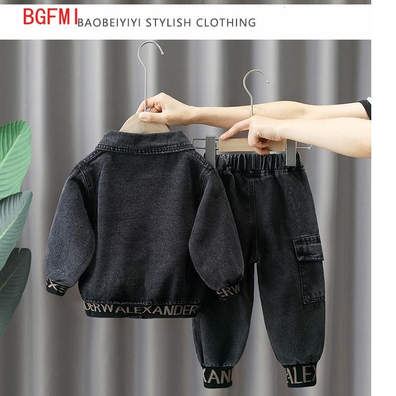 Clothing Sets Autumn Kids clothes Spring Denim Coat Children's clothing Boys Outerwear Blue Black Baby Jacket Pant sets 2 piece set 2 9Y 230823