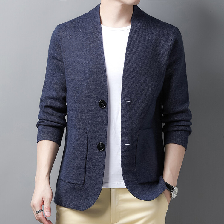 Men's Sweaters Men Knitted Blazer Coat Man Long Sleeve Cardigan 230823
