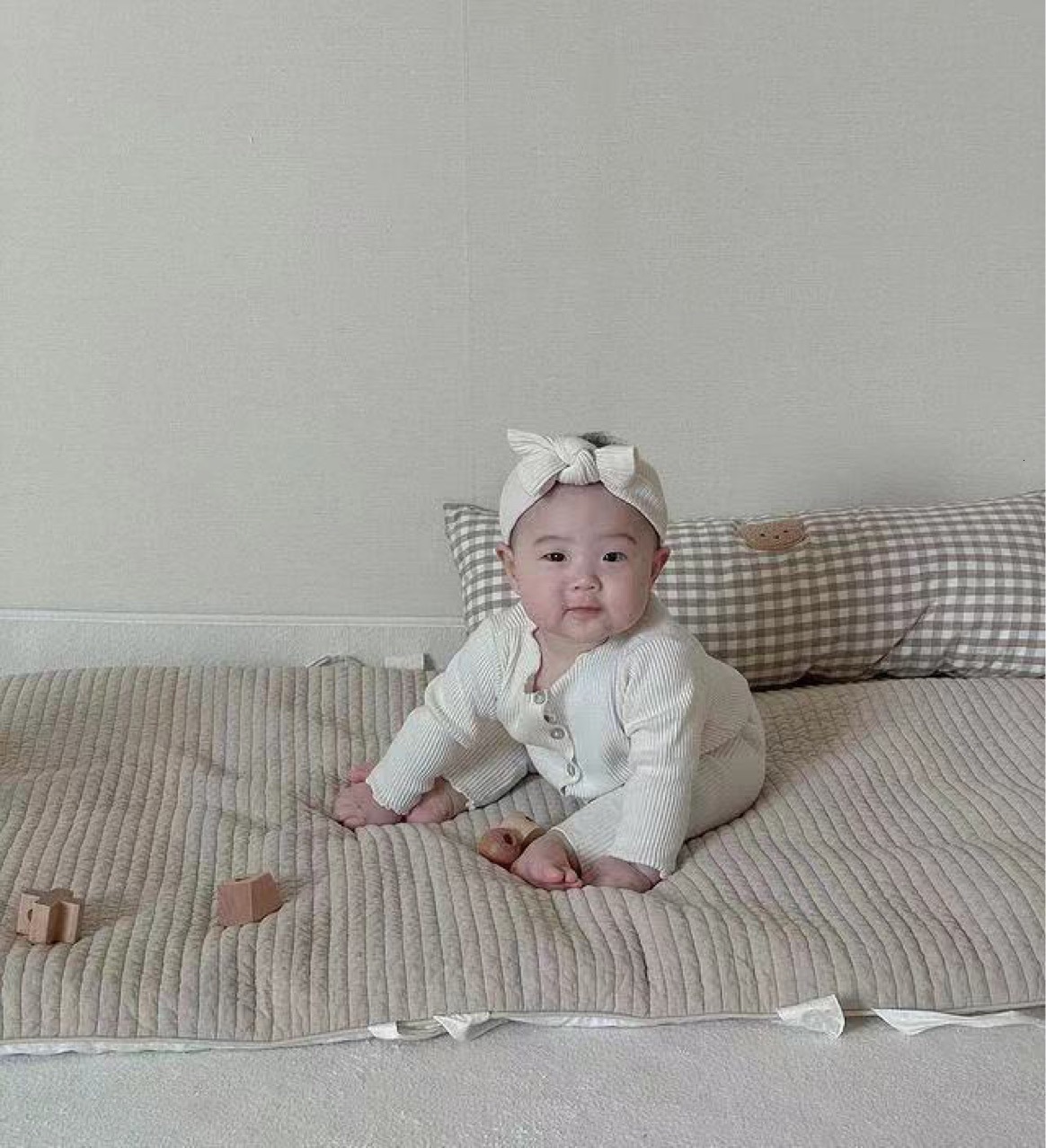 Bed Rails Bumper for Baby's Bear Infant Bedding Sets Ins born Cot Playpen Warm Checked Bumpers Protector Back Cushion 06m 230824