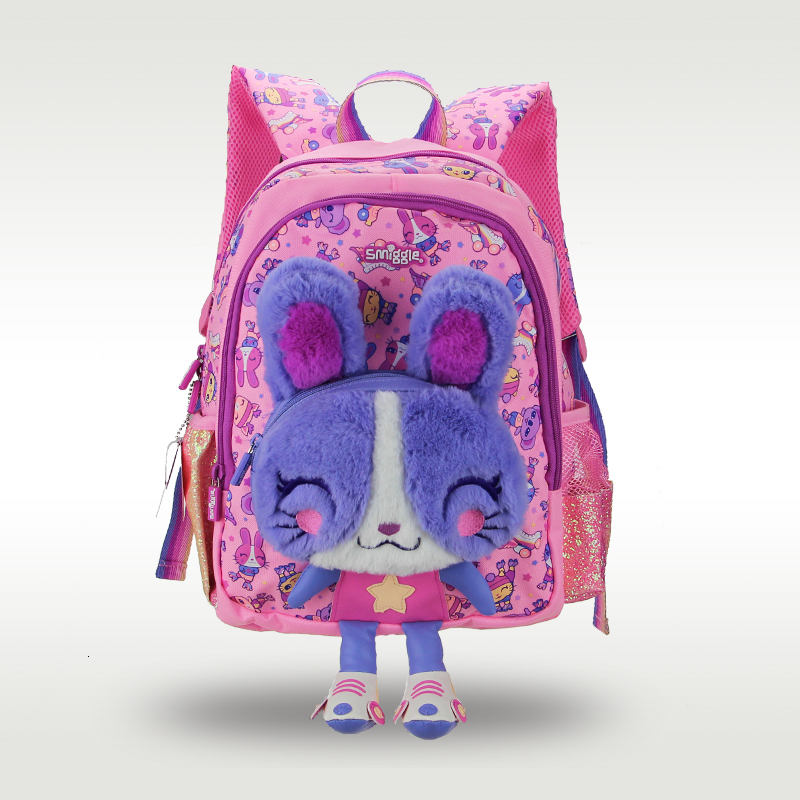 Backpacks Australia Smiggle original selling childrens schoolbag high quality cute purple rabbit plush girl bag 36 years old 14 inch 230823