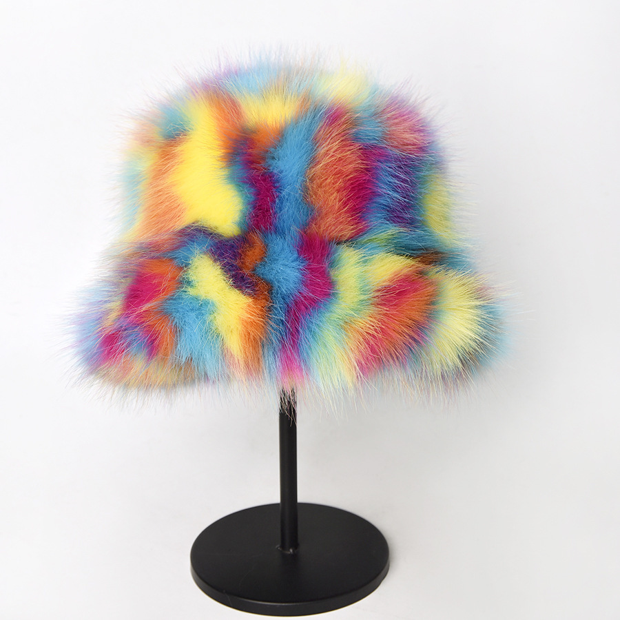 Wide Brim Hats Bucket Hats Winter Bucket Hat Women's Fashion Leopard Panama Warm Hats Female Vintage Faux Fur Fisherman Cap Hats For Women Drop 2