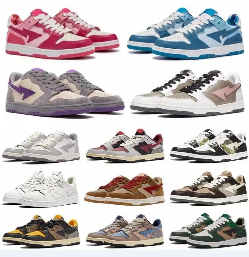Designer Bathing Ape Stars SK8 Casual Shoes Low for Men Sneakers Patent Leather Black White Blue Camouflage Skateboarding Plate-forme