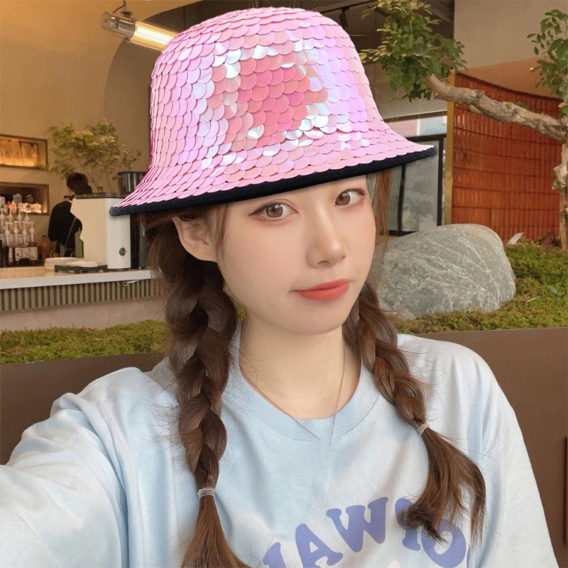 Wide Brim Hats Bucket Hats Bling Bucket Hat Nightclub Singers Performances Hat for Adult Unisex DXAA 230824