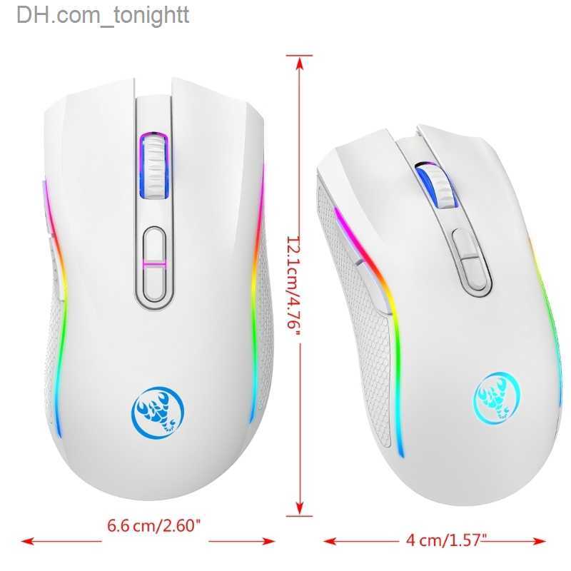 2.4G Gaming Mouse Wireless Optical Computer Mice w/ RGB Backlit 4800DPI Ergonomic Gamer Laptop PC Mouse for Windows Q230825