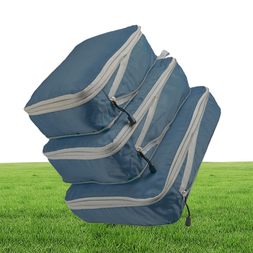 3pcsset Compression Packing Cubes Travel Storage Bag Luggage Suitcase Organizer Set Foldable Waterproof Nylon Material 220516gx